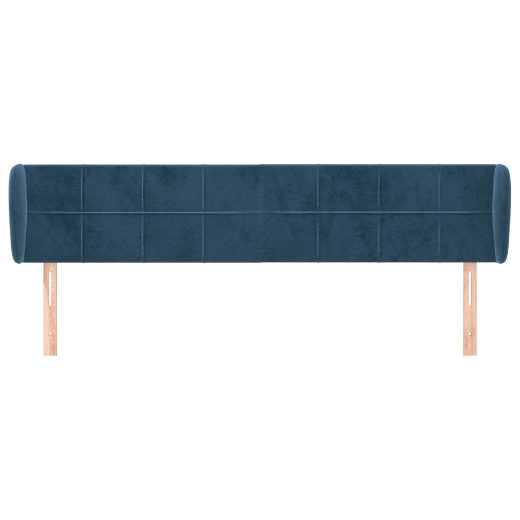 vidaXL Hoofdbord met randen 203x23x78/88 cm fluweel donkerblauw afbeelding