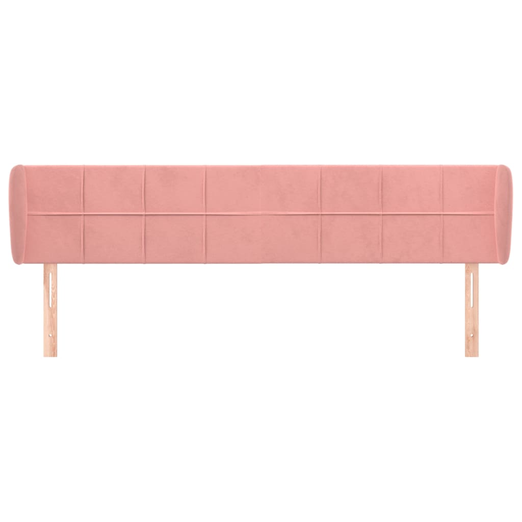 vidaXL Hoofdbord met randen 203x23x78/88 cm fluweel roze afbeelding