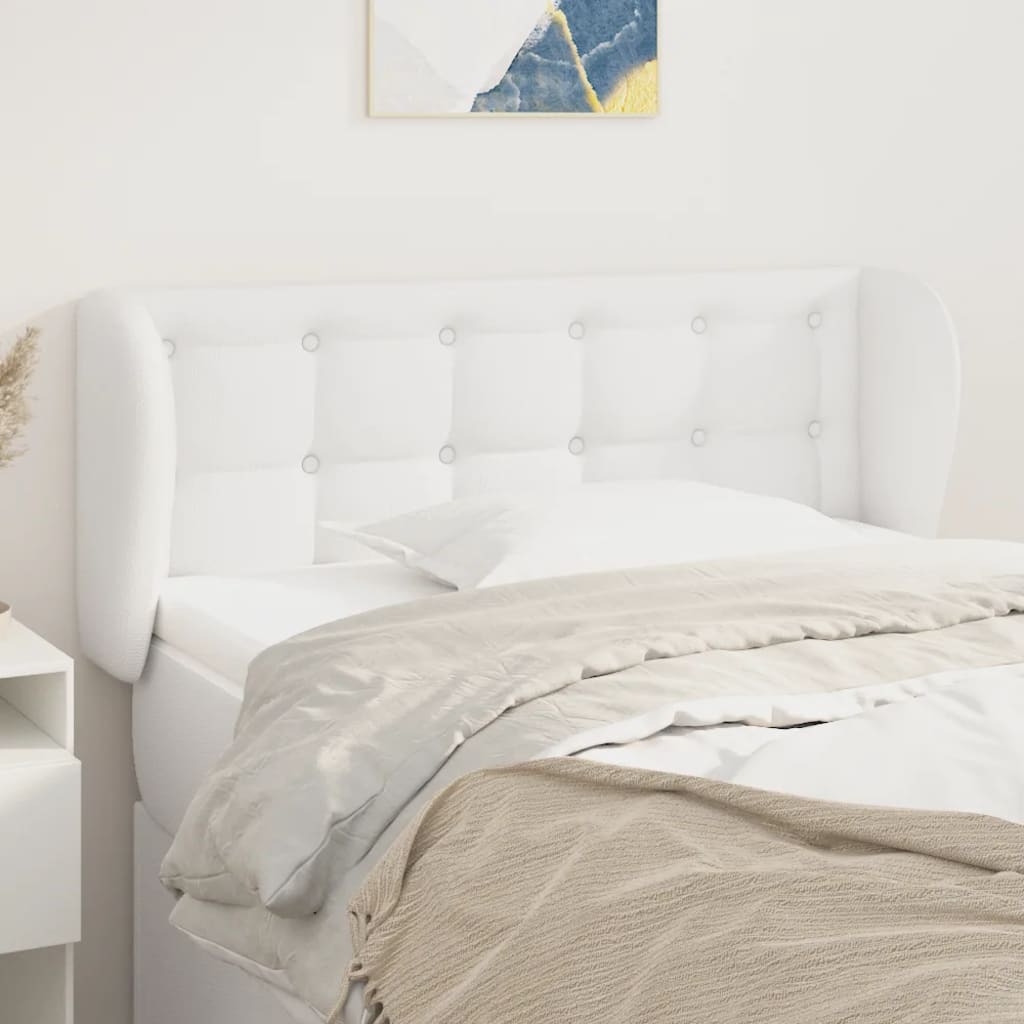 vidaXL Tăblie de pat cu aripioare alb 103x23x78/88 cm piele ecologică