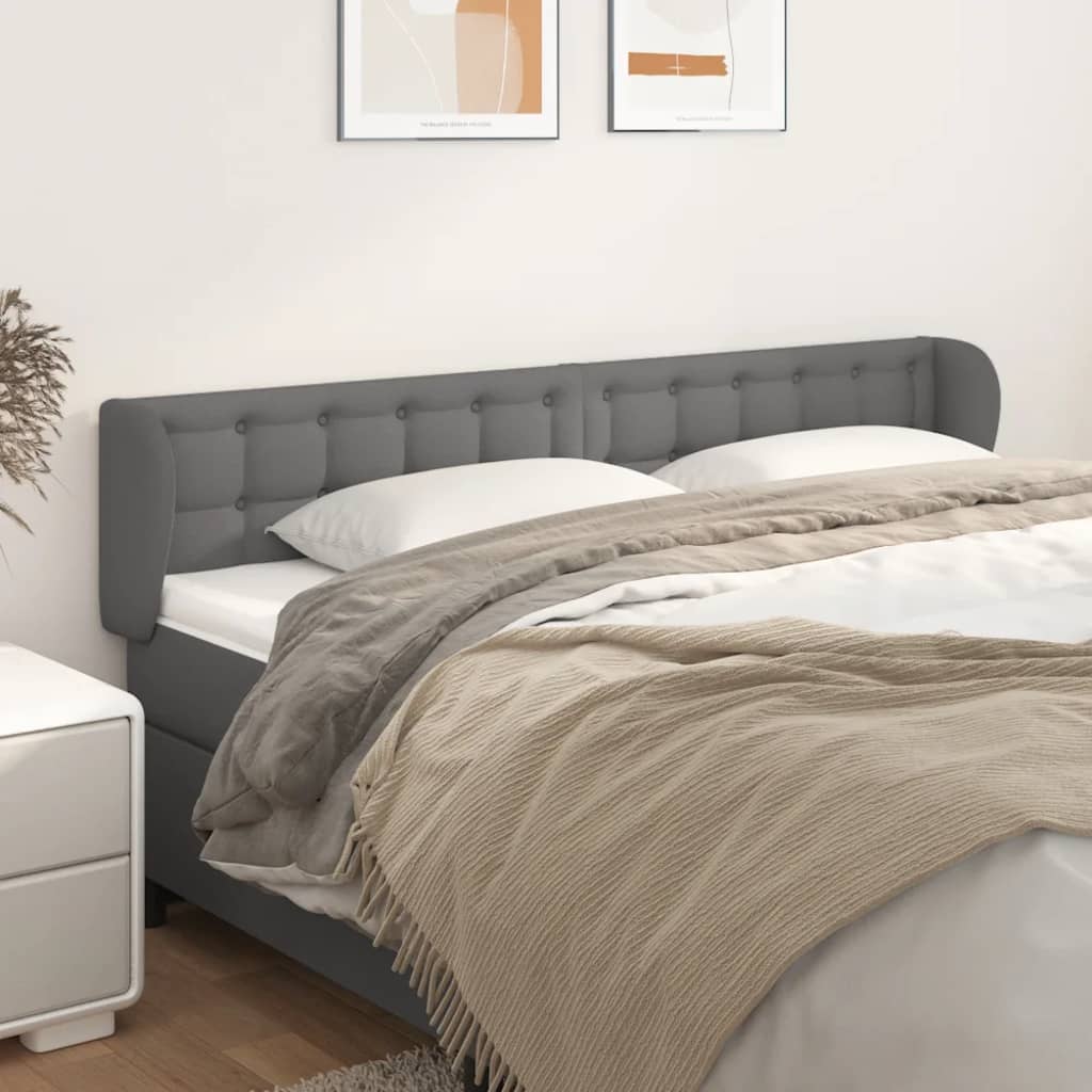 vidaXL Tăblie de pat cu aripioare gri 163x23x78/88 cm piele ecologică