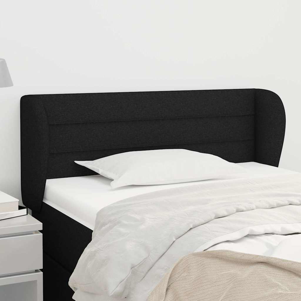 Sengegavl Med Kanter Stof - Sort / 103 x 23 x 78/88 cm