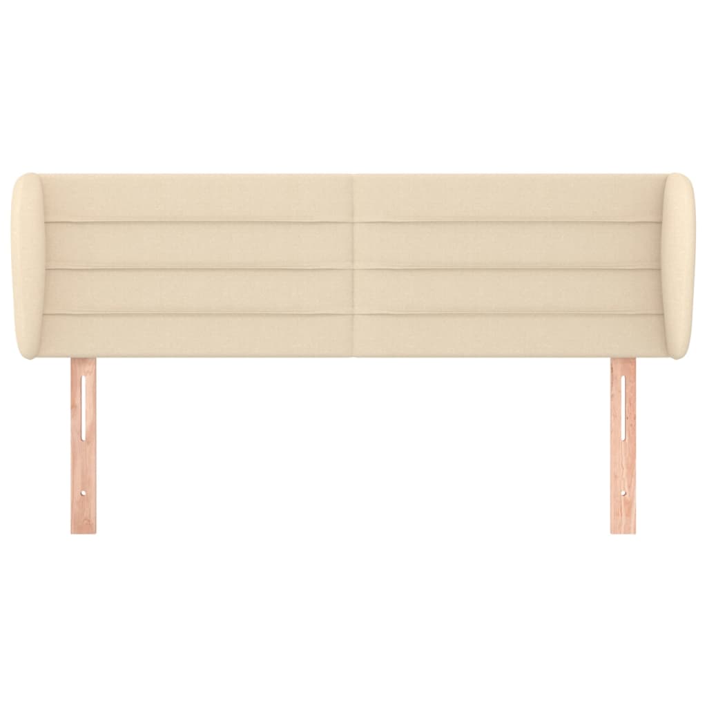 vidaXL Hoofdbord met randen 147x23x78/88 cm stof crèmekleurig afbeelding