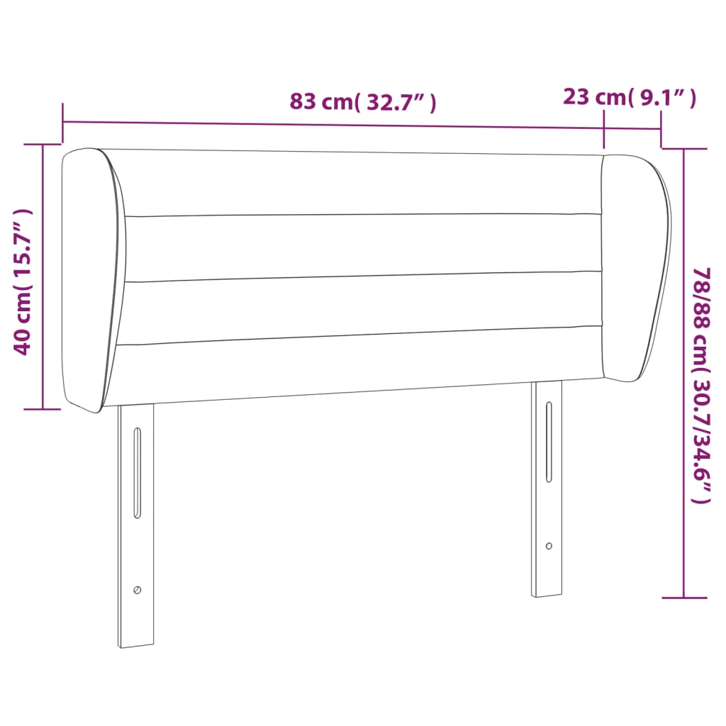 Čelo postele typu ušák tmavě modré 83x23x78/88 cm samet