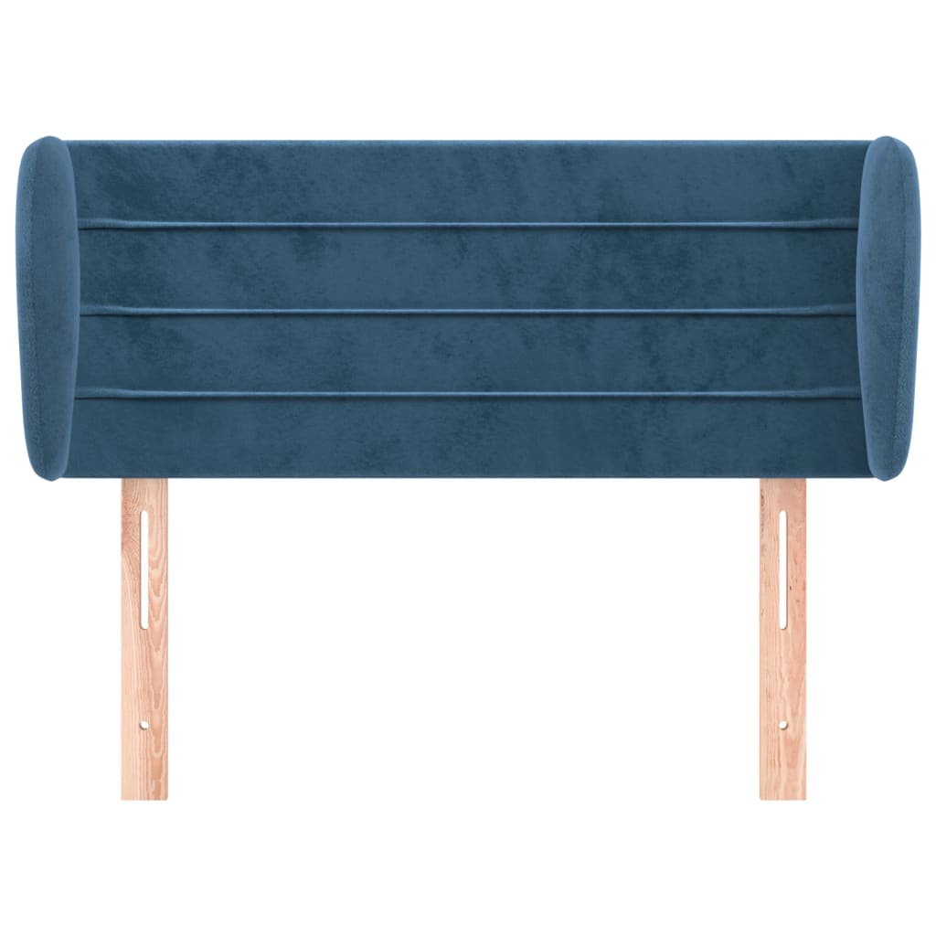 vidaXL Hoofdbord met randen 93x23x78/88 cm fluweel donkerblauw afbeelding