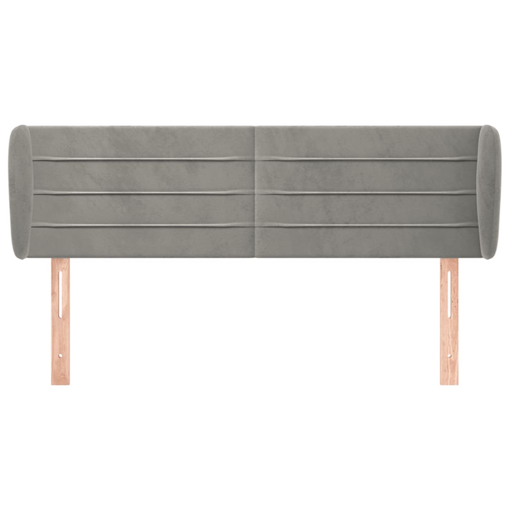 vidaXL Hoofdbord met randen 147x23x78/88 cm fluweel lichtgrijs afbeelding