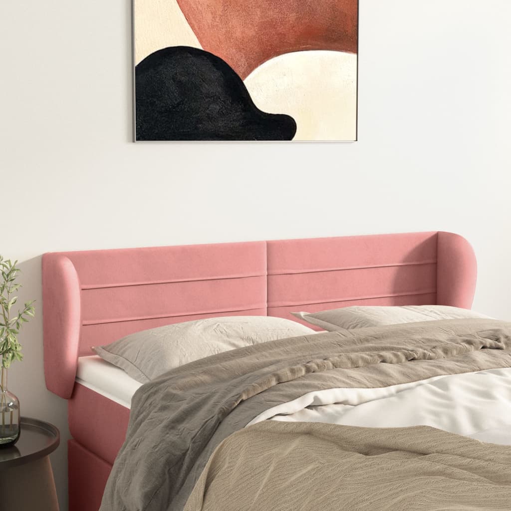Čelo postele typu ušák růžová 147x23x78/88 cm samet