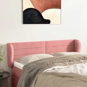 Čelo postele typu ušák růžová 147x23x78/88 cm samet - obrázek 1