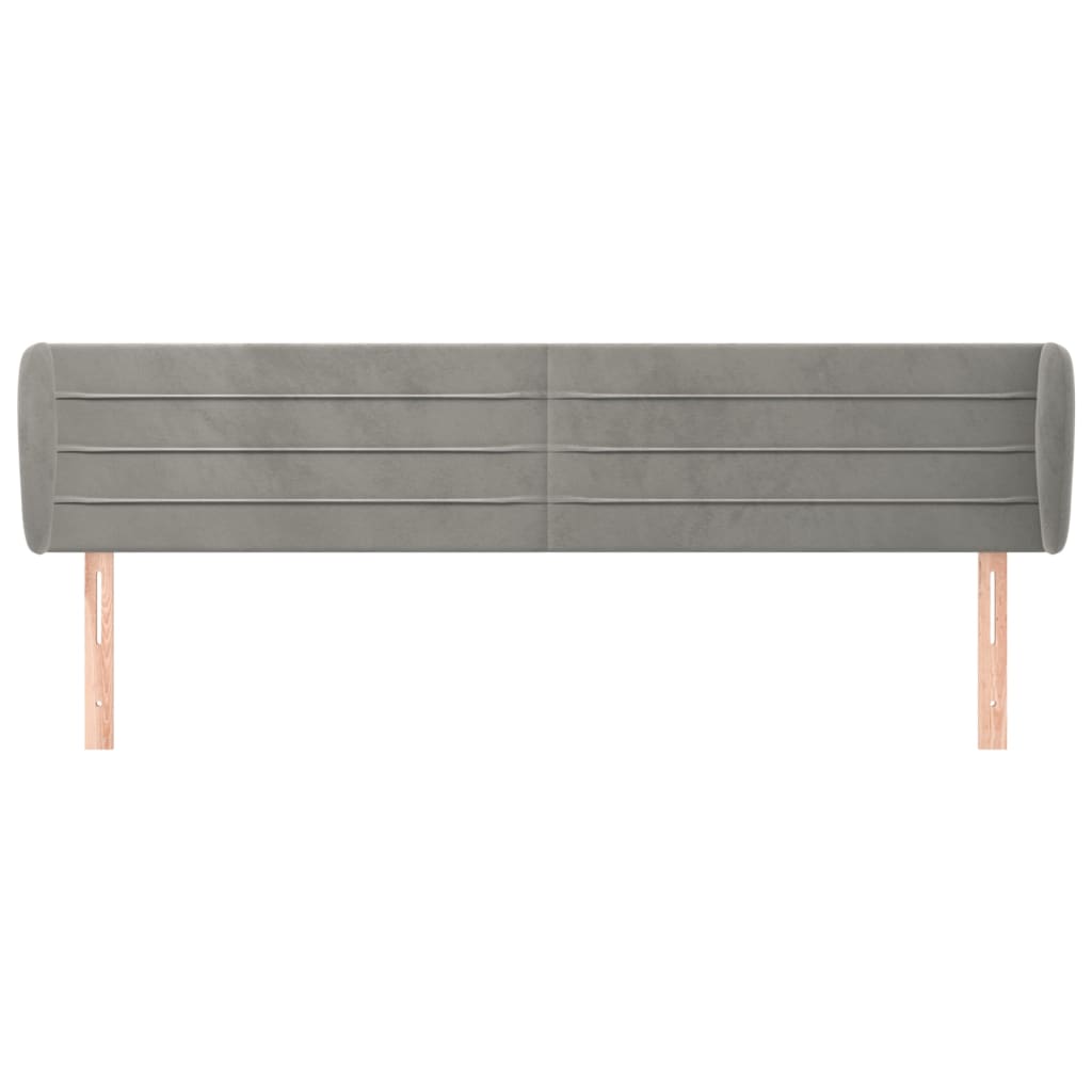vidaXL Hoofdbord met randen 163x23x78/88 cm fluweel lichtgrijs afbeelding