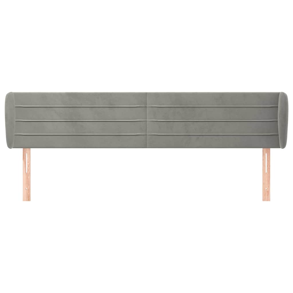 vidaXL Hoofdbord met randen 163x23x78/88 cm fluweel lichtgrijs grijs, foto 2