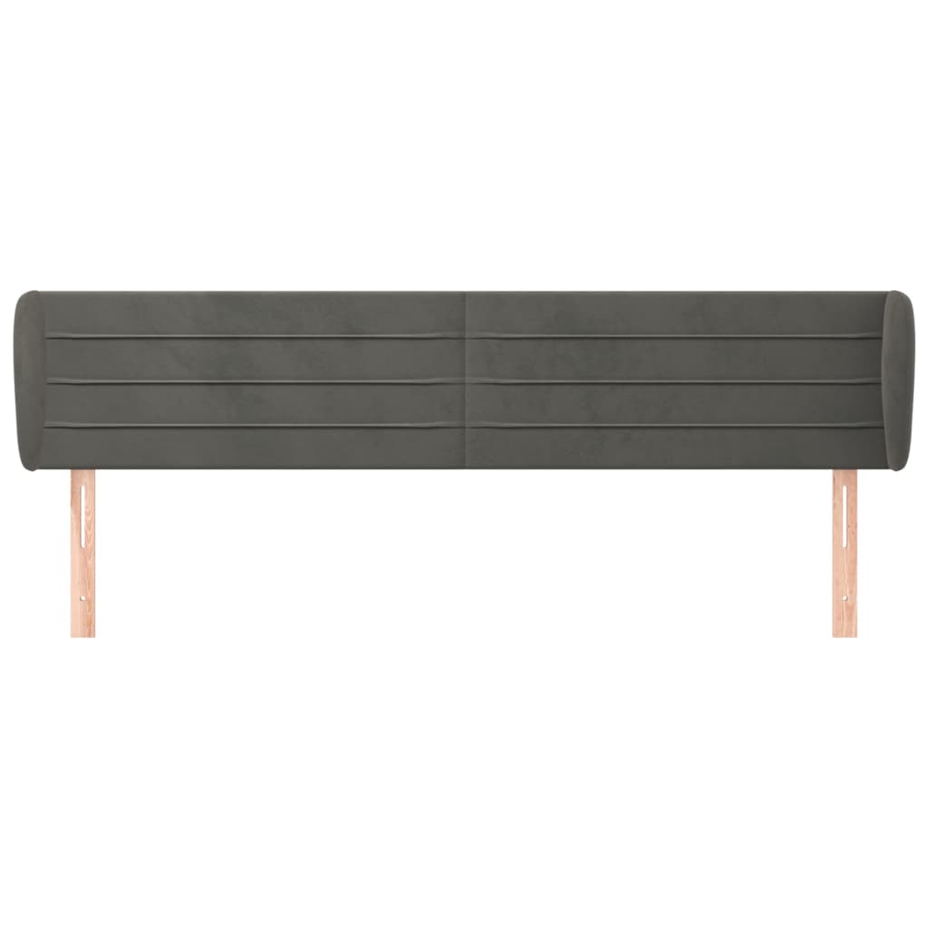 vidaXL Hoofdbord met randen 163x23x78/88 cm fluweel donkergrijs afbeelding