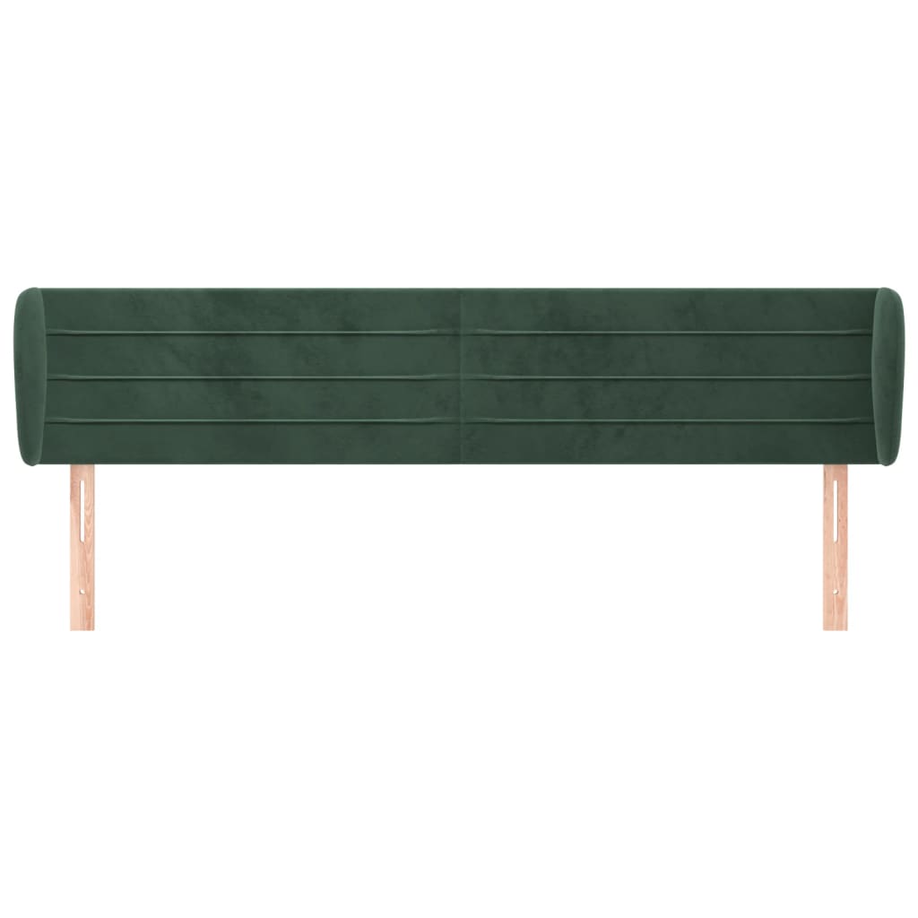 vidaXL Hoofdbord met randen 163x23x78/88 cm fluweel donkergroen afbeelding