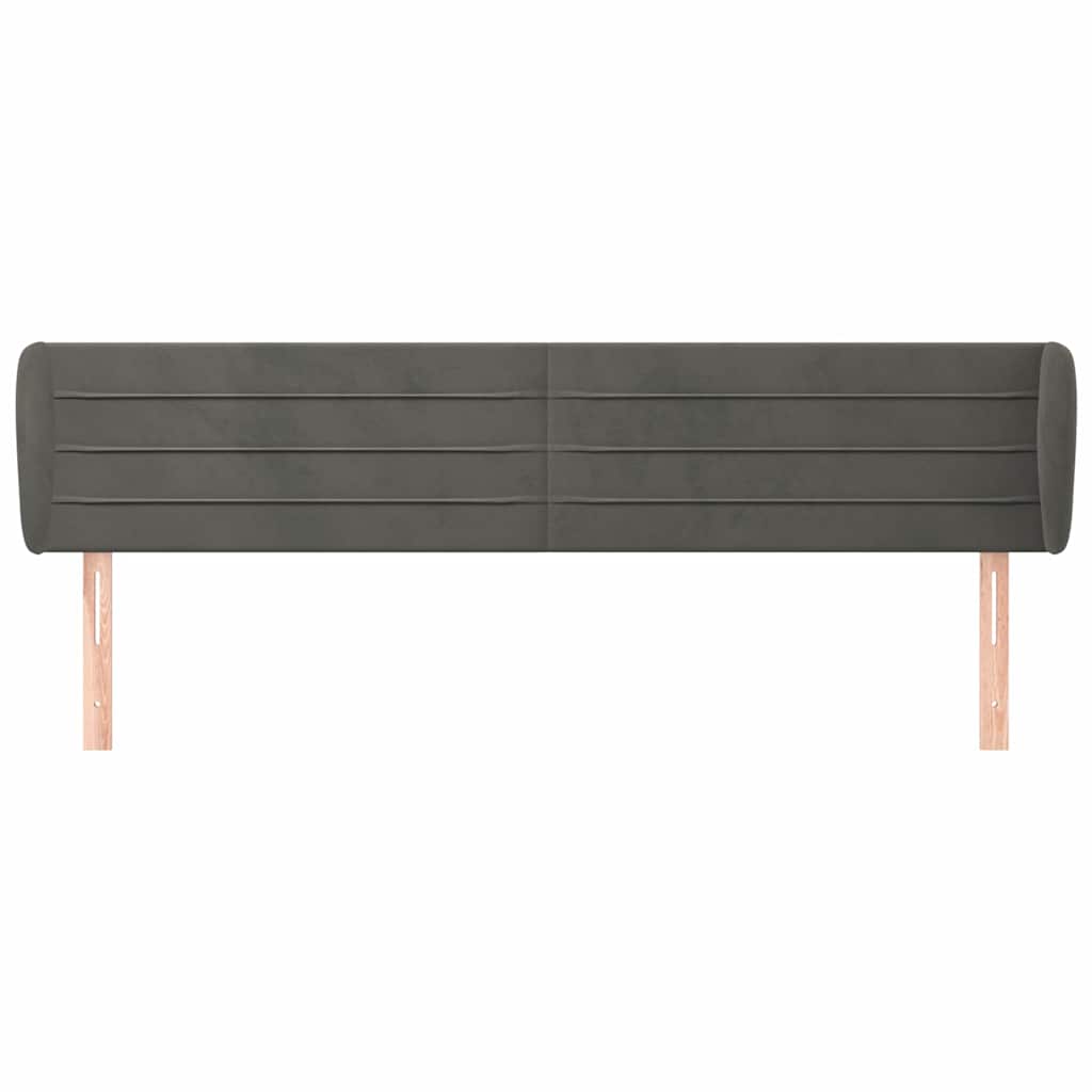 vidaXL Hoofdbord met randen 183x23x78/88 cm fluweel donkergrijs grijs, foto 2