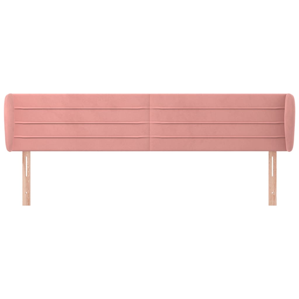 vidaXL Hoofdbord met randen 183x23x78/88 cm fluweel roze afbeelding