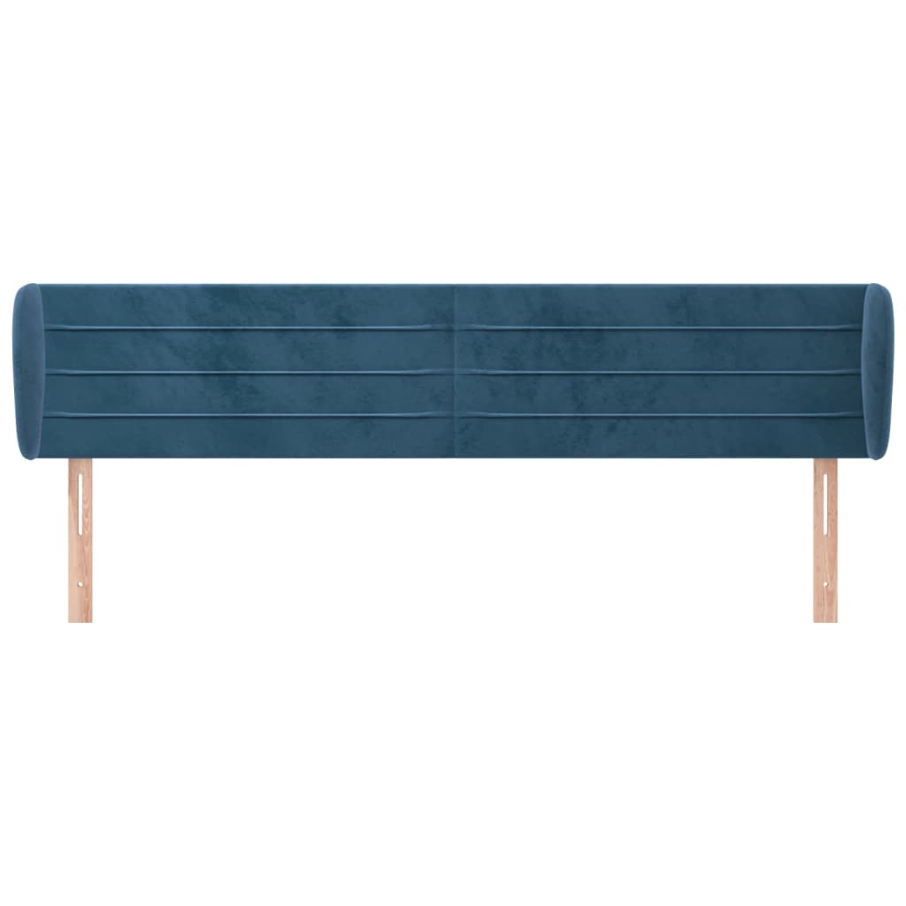 vidaXL Hoofdbord met randen 203x23x78/88 cm fluweel donkerblauw afbeelding