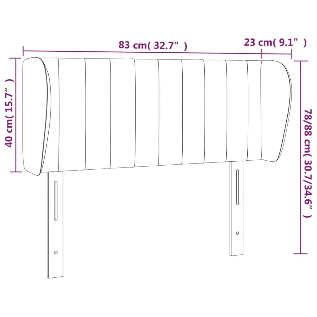 sötétbarna szövet fejtámla szárnyakkal 83x23x78/88 cm