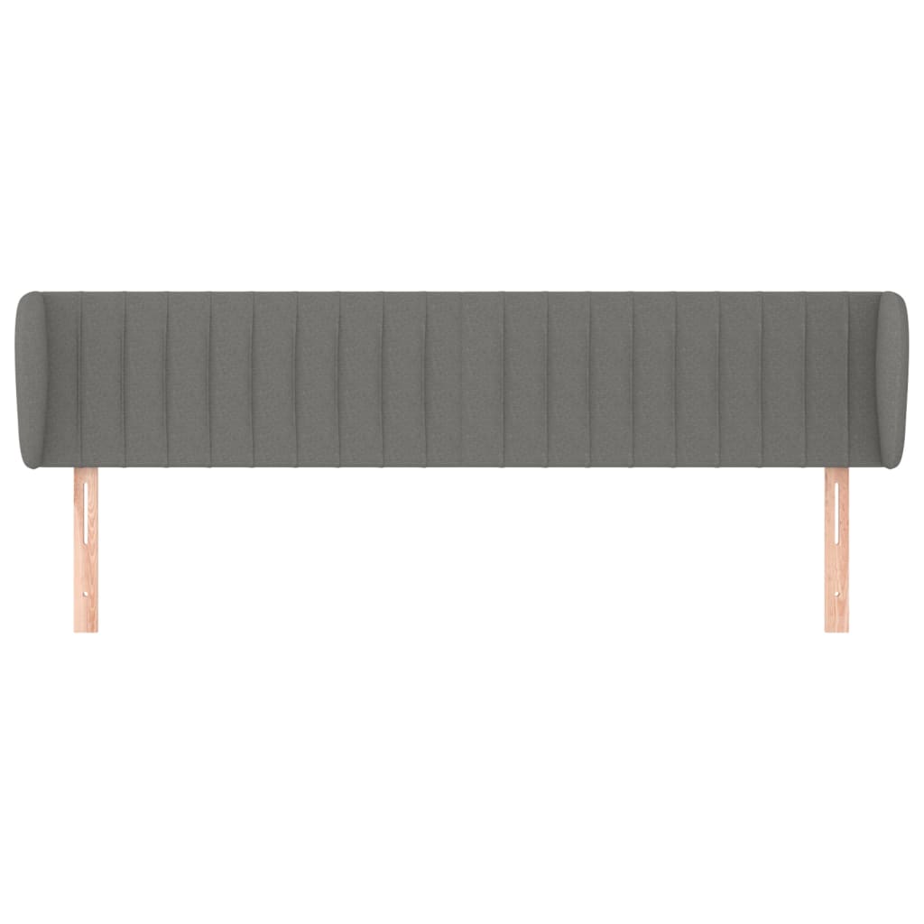 vidaXL Hoofdbord met randen 163x23x78/88 cm stof donkergrijs afbeelding