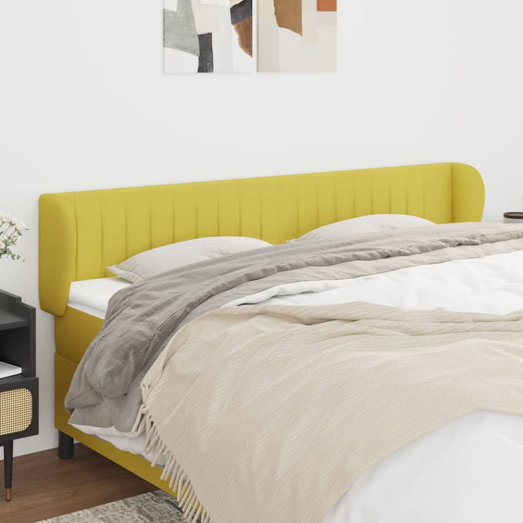 vidaXL Tăblie de pat cu aripioare, verde, 163x23x78/88 cm textil