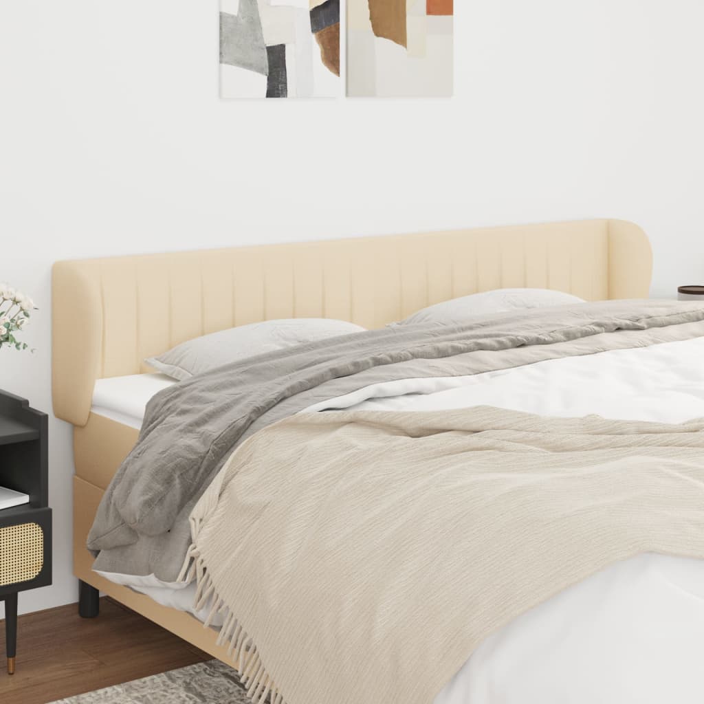 vidaXL Tăblie de pat cu aripioare crem 183x23x78/88 cm material textil
