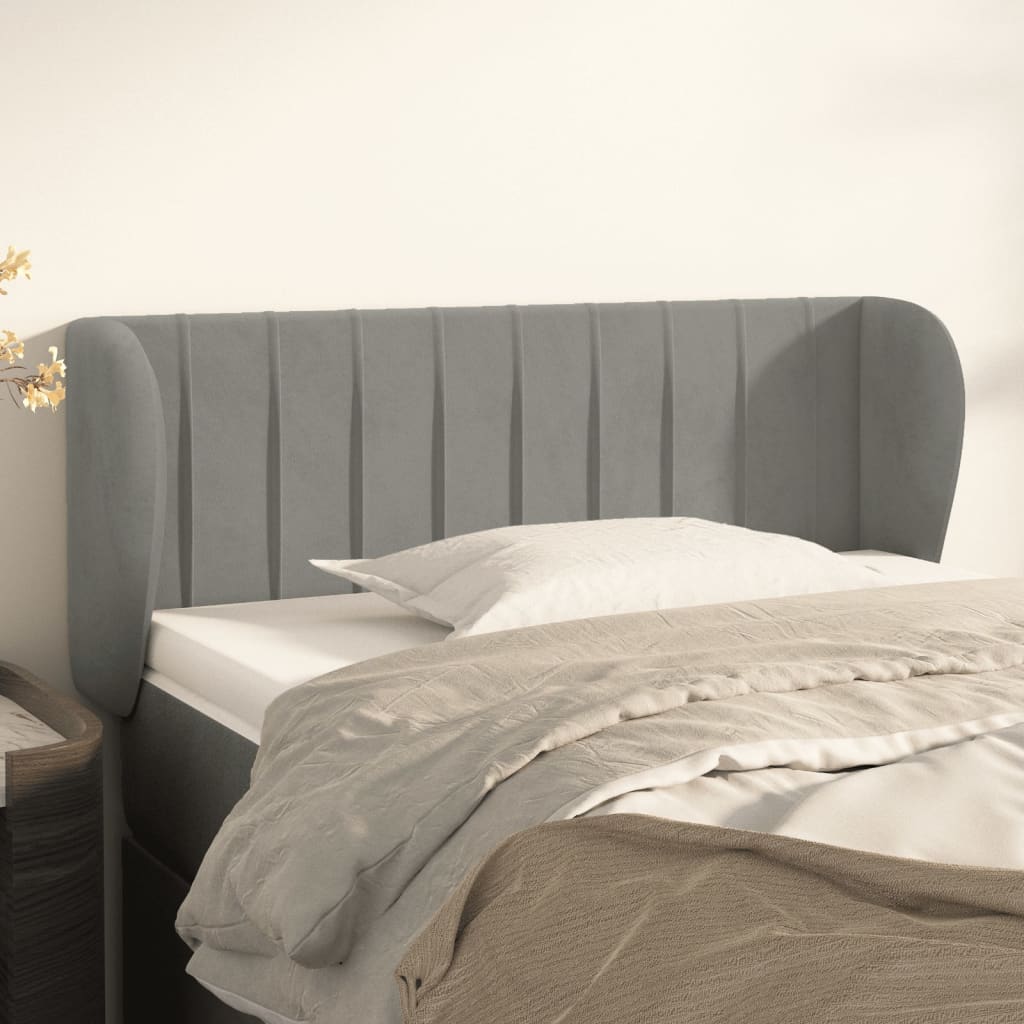 vidaXL Tăblie de pat cu aripioare gri deschis 83x23x78/88 cm catifea vidaXL imagine 2022