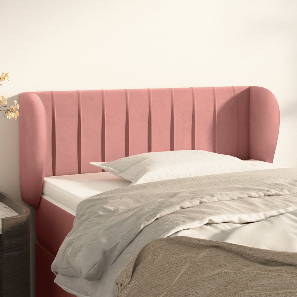 vidaXL Tăblie de pat cu aripioare roz 83x23x78/88 cm catifea