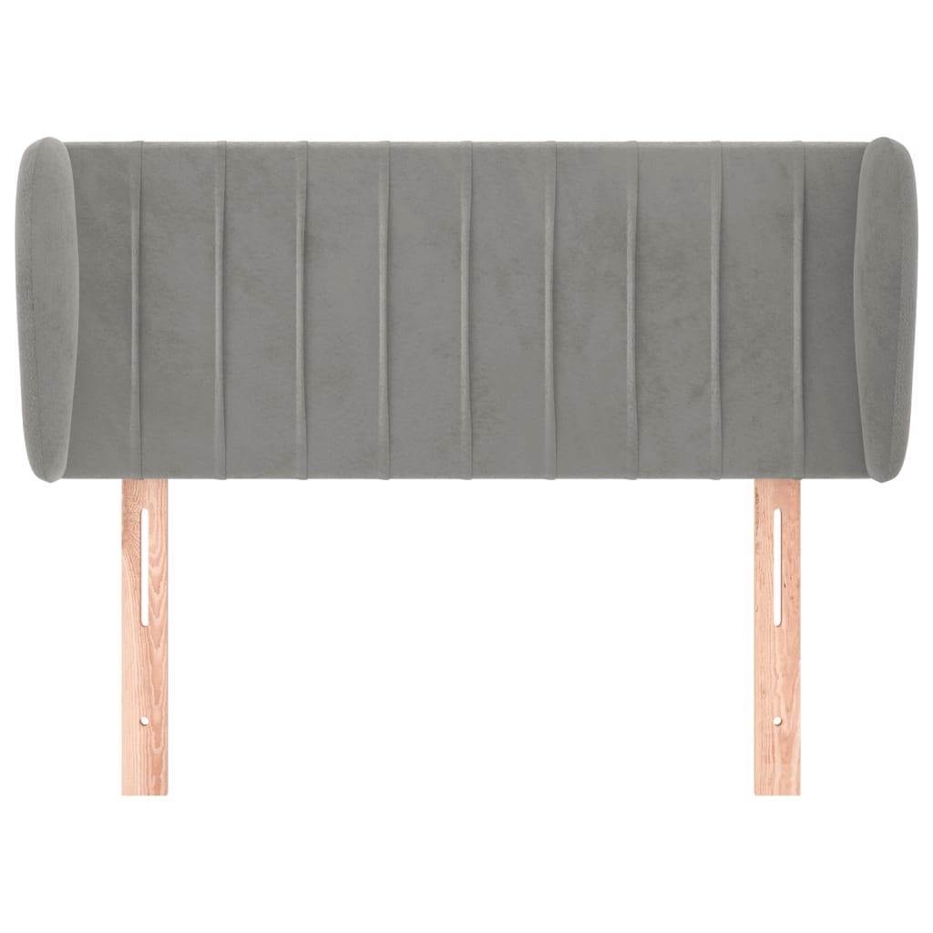 vidaXL Hoofdbord met randen 103x23x78/88 cm fluweel lichtgrijs afbeelding