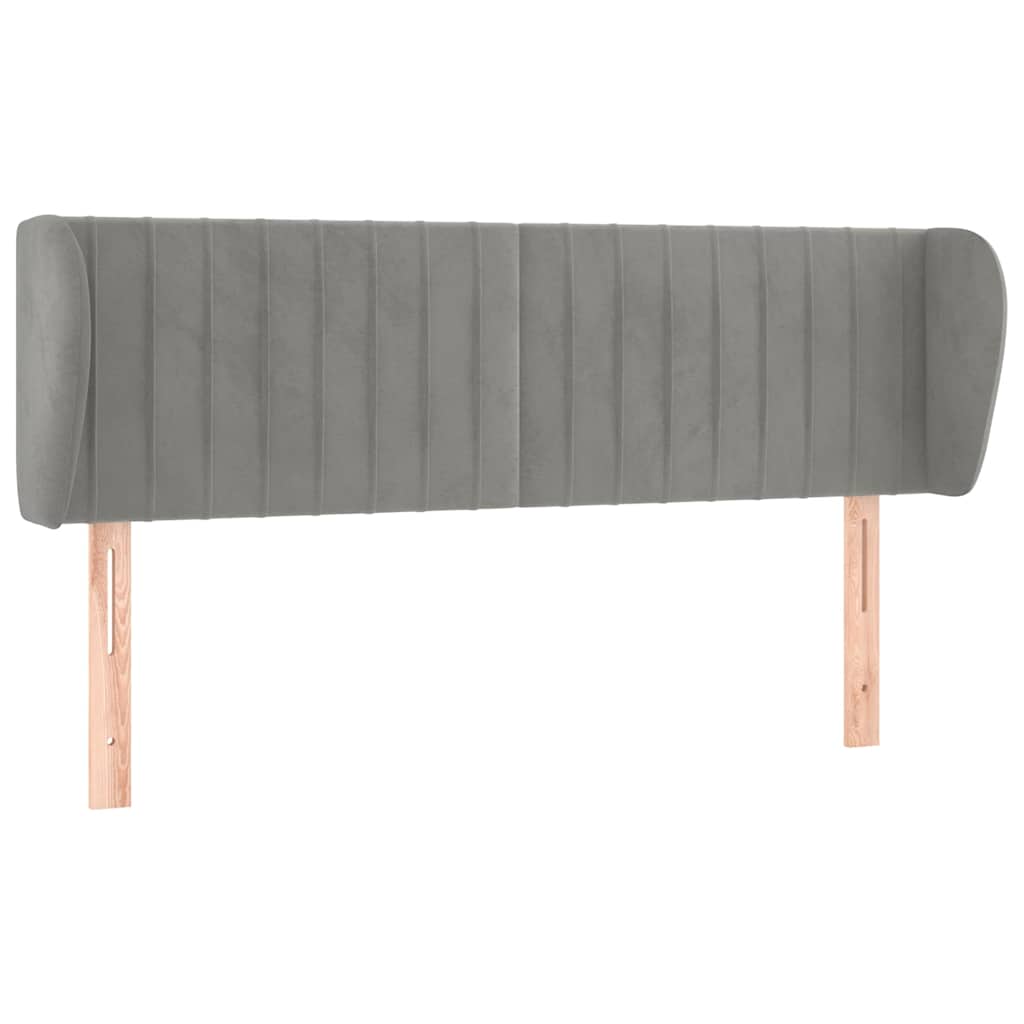 vidaXL Hoofdbord met randen 147x23x78/88 cm fluweel lichtgrijs grijs, foto 3