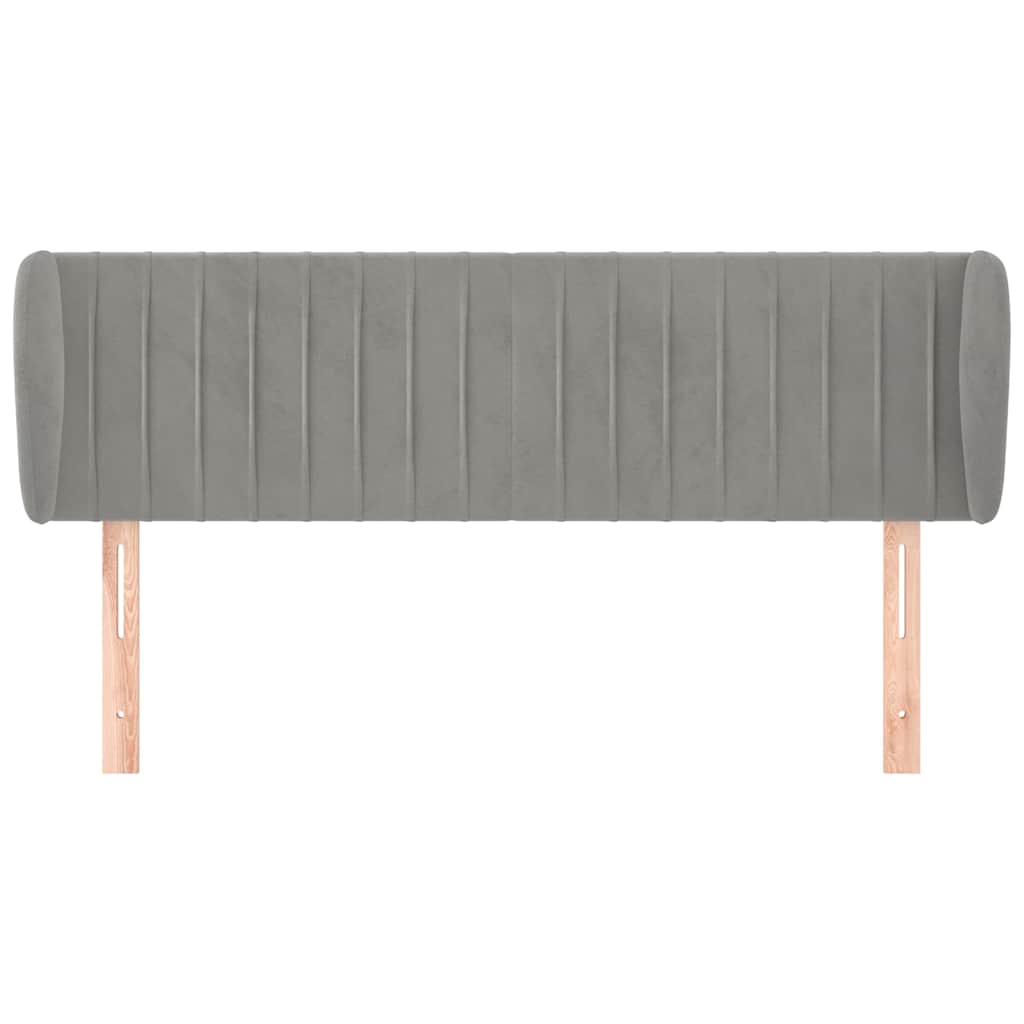 vidaXL Hoofdbord met randen 147x23x78/88 cm fluweel lichtgrijs grijs, foto 2