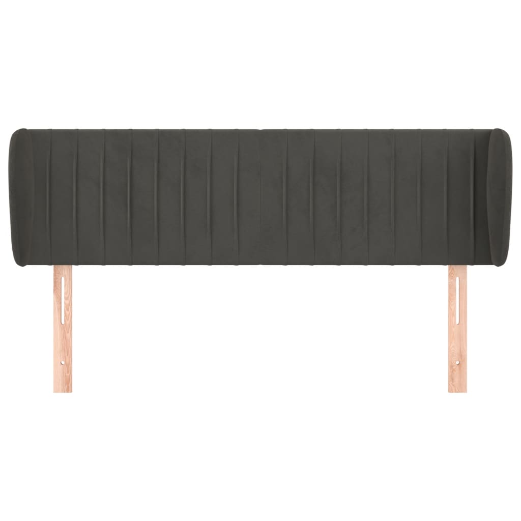 vidaXL Hoofdbord met randen 147x23x78/88 cm fluweel donkergrijs afbeelding