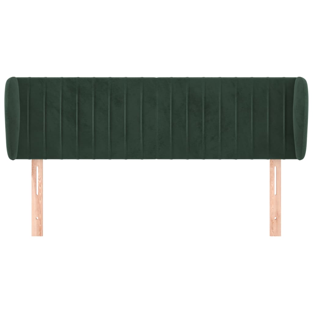vidaXL Hoofdbord met randen 147x23x78/88 cm fluweel donkergroen afbeelding