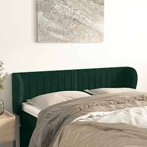 Čelo postele typu ušák tmavě zelené 147x23x78/88 cm samet - obrázek 1