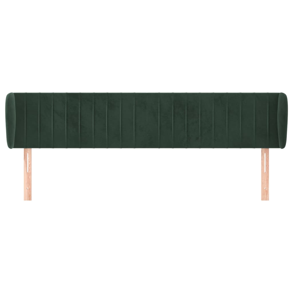 vidaXL Hoofdbord met randen 163x23x78/88 cm fluweel donkergroen afbeelding