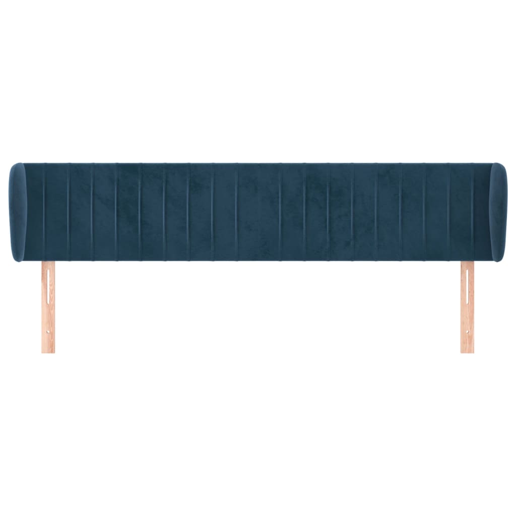 vidaXL Hoofdbord met randen 163x23x78/88 cm fluweel donkerblauw afbeelding
