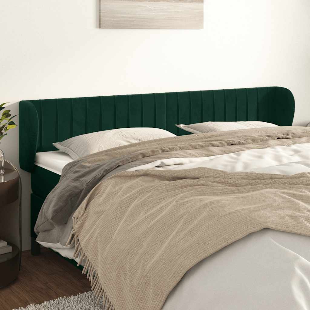 vidaXL Tăblie de pat cu aripioare verde închis 183x23x78/88 cm catifea