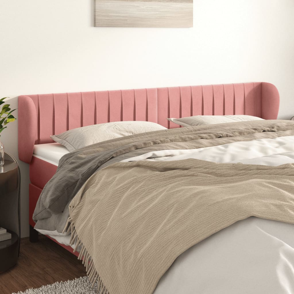 Čelo postele typu ušák růžová 183x23x78/88 cm samet