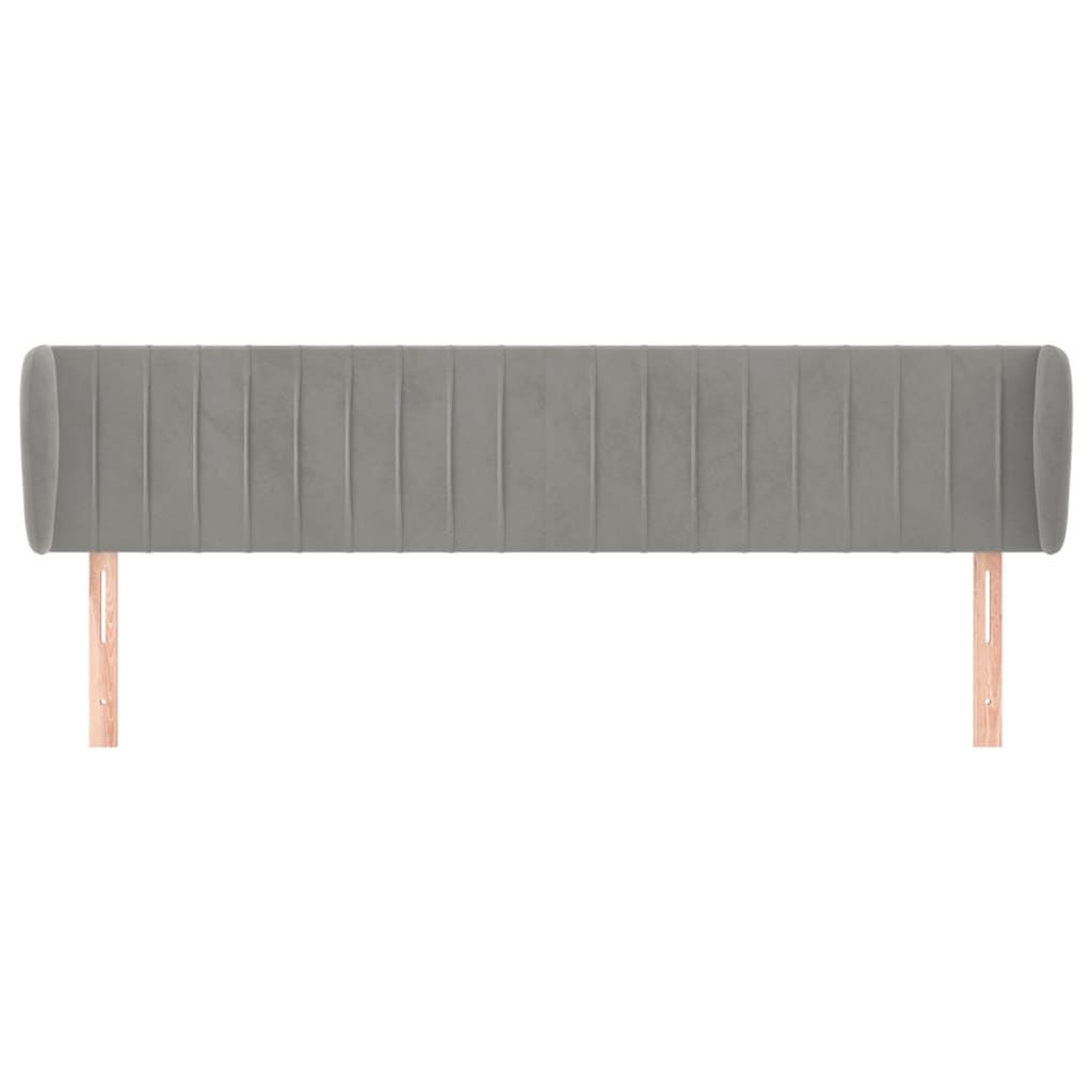 vidaXL Hoofdbord met randen 203x23x78/88 cm fluweel lichtgrijs afbeelding
