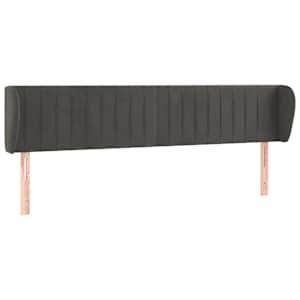 Čelo postele typu ušák tmavě šedé 203x23x78/88 cm samet - obrázek 2