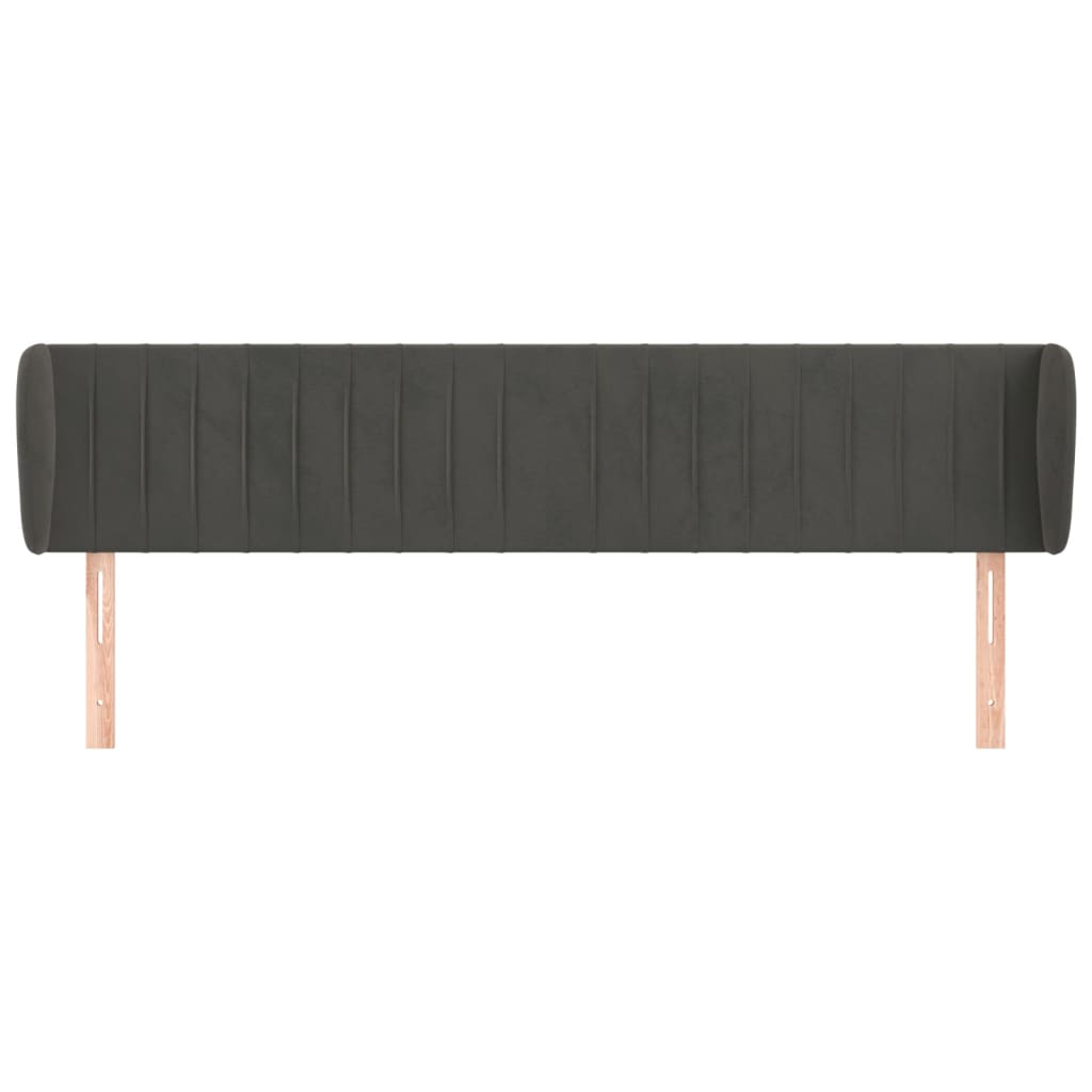 vidaXL Hoofdbord met randen 203x23x78/88 cm fluweel donkergrijs afbeelding