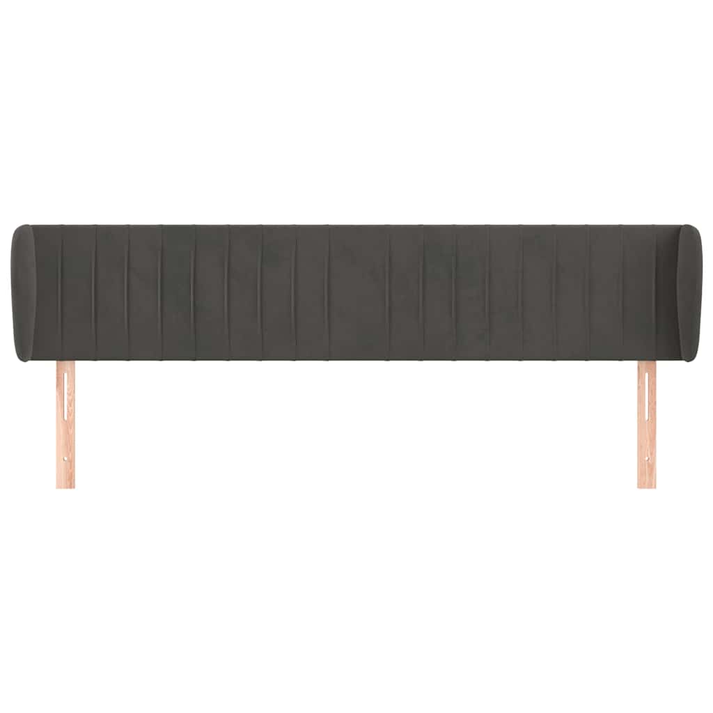 vidaXL Hoofdbord met randen 203x23x78/88 cm fluweel donkergrijs grijs, foto 2