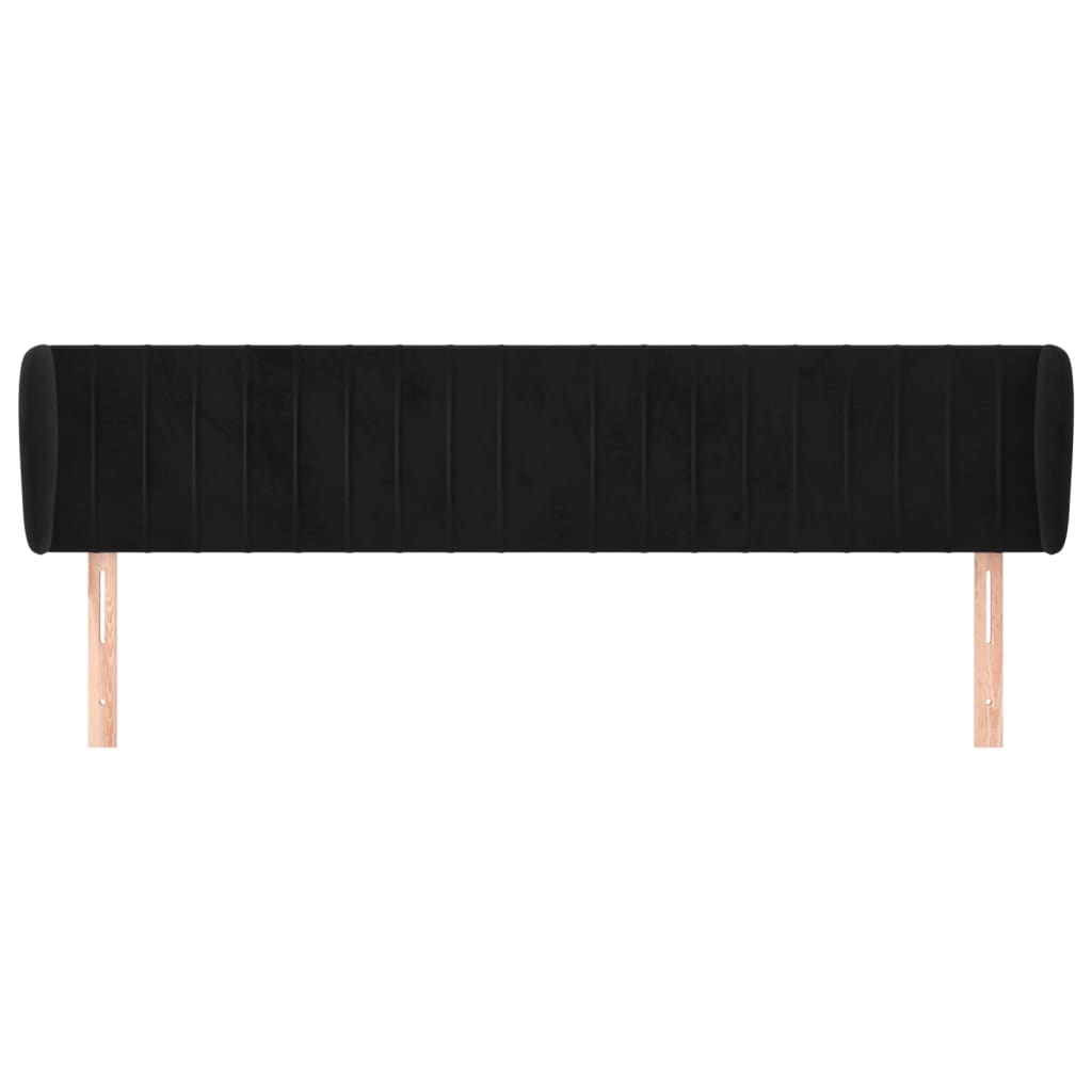 vidaXL Hoofdbord met randen 203x23x78/88 cm fluweel zwart afbeelding
