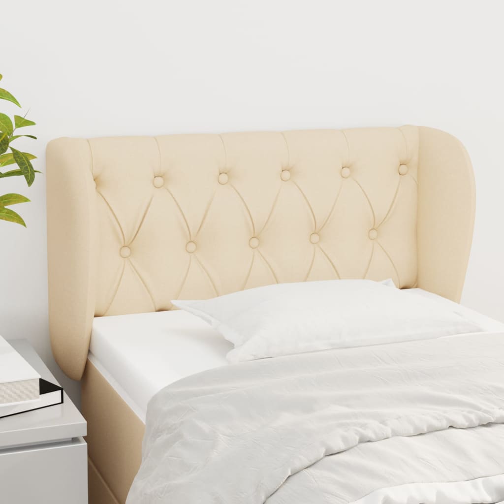 vidaXL Tăblie de pat cu aripioare crem 83x23x78/88 cm material textil