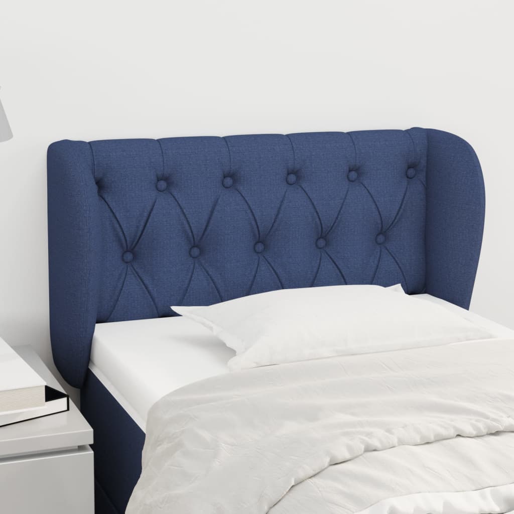 vidaXL Tăblie de pat cu aripioare, albastru, 83x23x78/88 cm textil