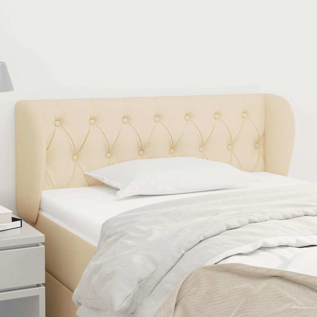 vidaXL sengegavl med kanter 93x23x78/88 cm stof cremefarvet