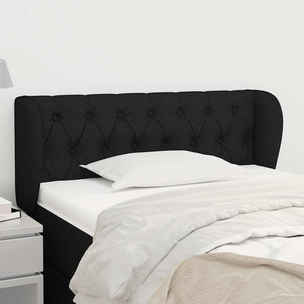vidaXL Kopfteil mit Ohren Schwarz 103x23x78/88 cm Stoff