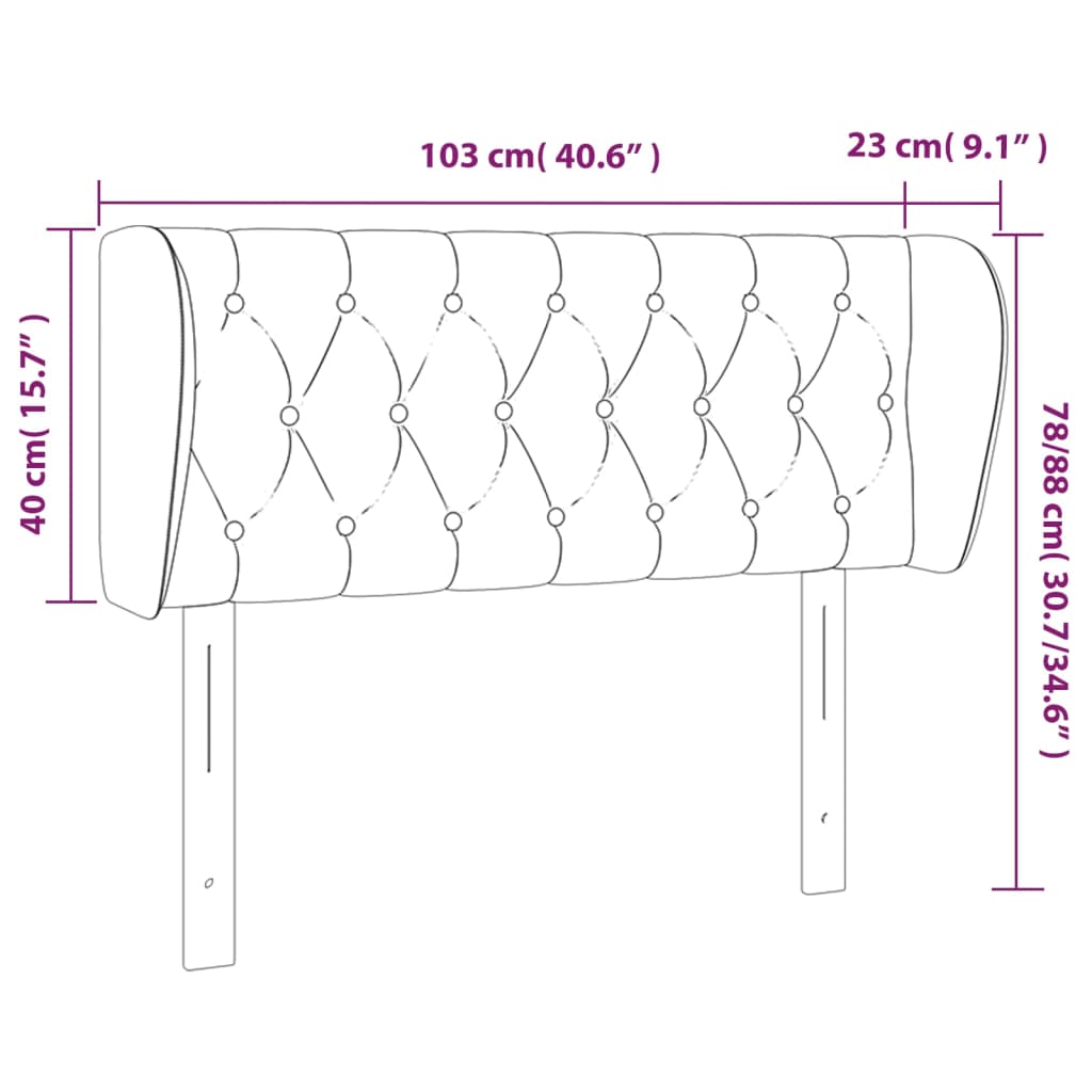 Vzglavje z ušesi temno rjavo 103x23x78/88 cm blago