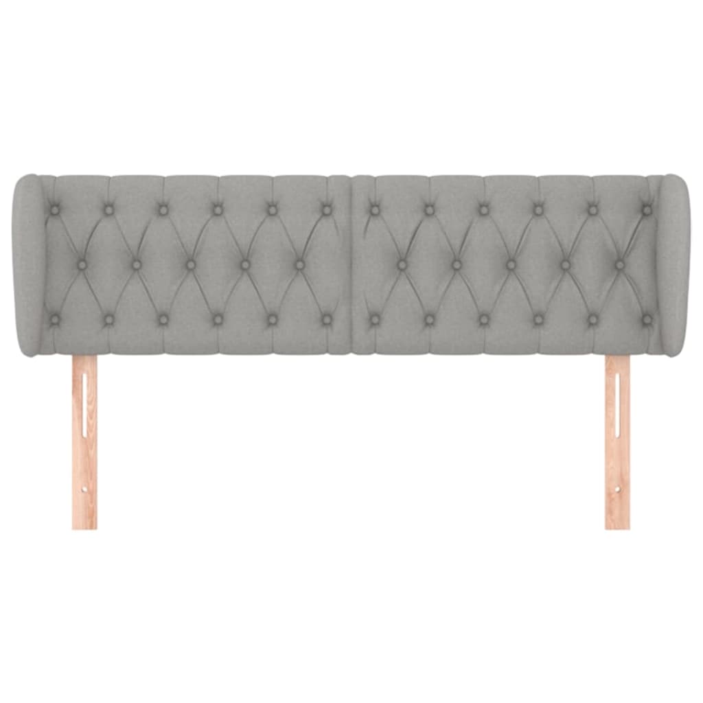 vidaXL Hoofdbord met randen 147x23x78/88 cm stof lichtgrijs afbeelding