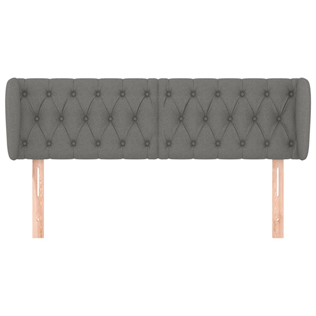 vidaXL Hoofdbord met randen 147x23x78/88 cm stof donkergrijs afbeelding