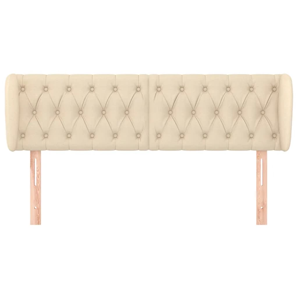 vidaXL Hoofdbord met randen 163x23x78/88 cm stof crèmekleurig afbeelding
