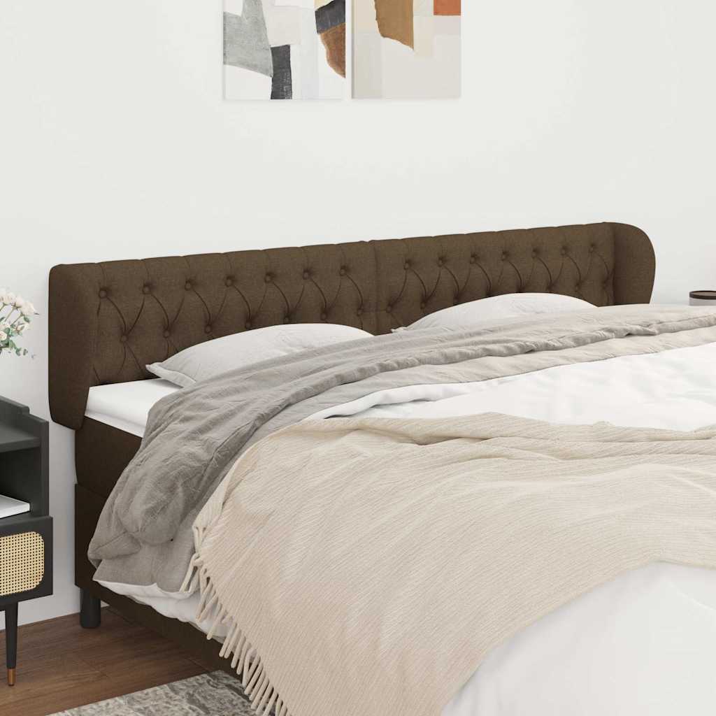 vidaXL sengegavl med kanter 183x23x78/88 cm stof mørkebrun