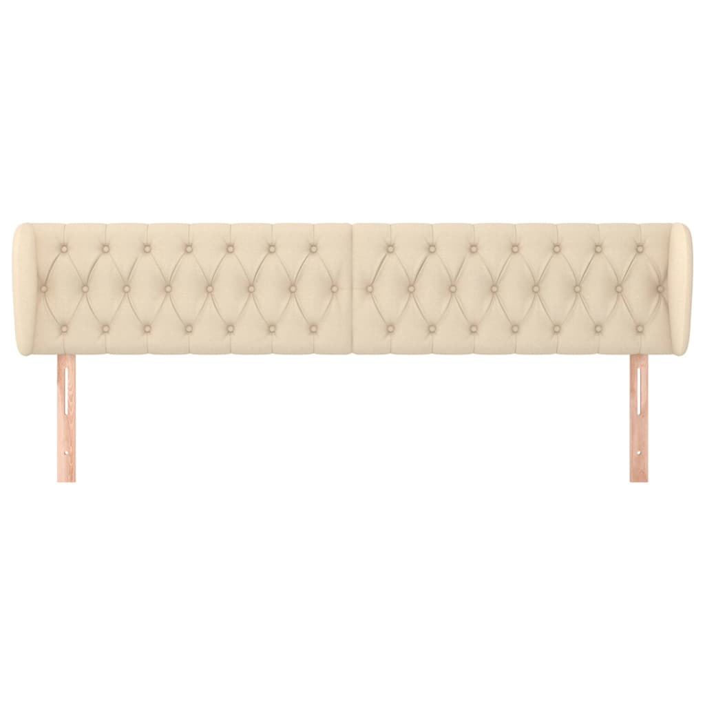 vidaXL Hoofdbord met randen 183x23x78/88 cm stof crèmekleurig afbeelding