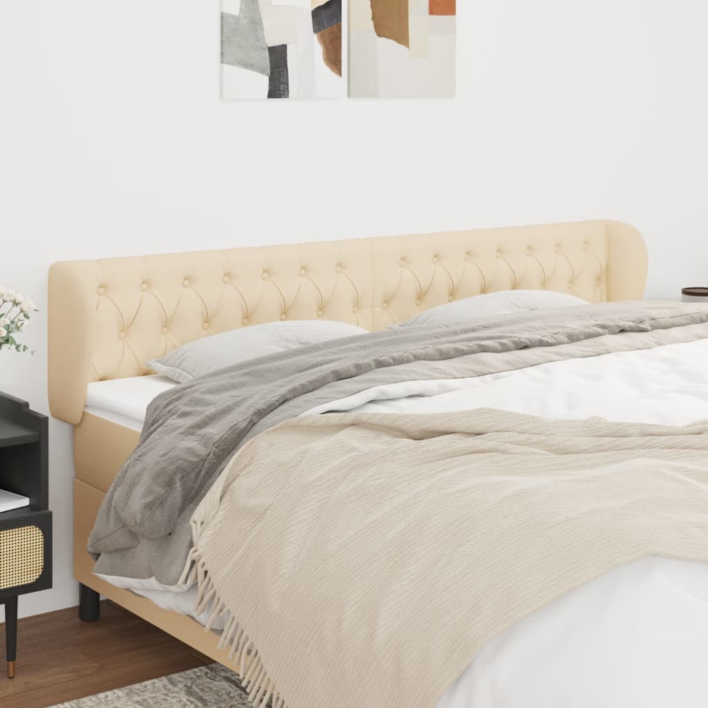 vidaXL Tăblie de pat cu aripioare crem 183x23x78/88 cm material textil